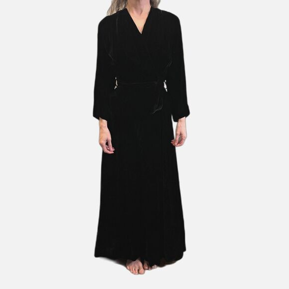 Vintage It's a Diamond Black Velvet Maxi Wrap Dress  Women's Size XS - Picture 1 of 12